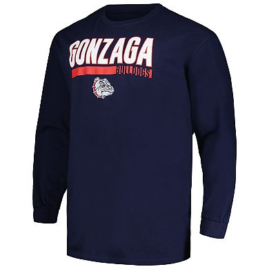 Men's Profile Navy Gonzaga Bulldogs Big & Tall Two-Hit Long Sleeve T-Shirt