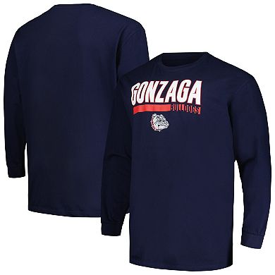 Men's Profile Navy Gonzaga Bulldogs Big & Tall Two-Hit Long Sleeve T-Shirt