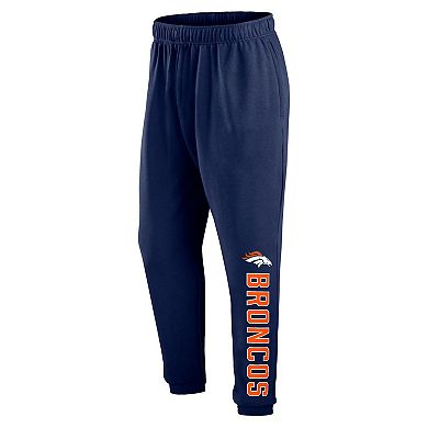 Men's Fanatics Branded Navy Denver Broncos Chop Block Fleece Sweatpants