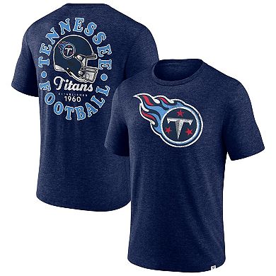 Men's Fanatics Branded Heather Navy Tennessee Titans Oval Bubble Tri-Blend T-Shirt