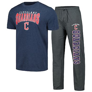Men's Concepts Sport Charcoal/Navy Cleveland Guardians Meter T-Shirt & Pants Sleep Set