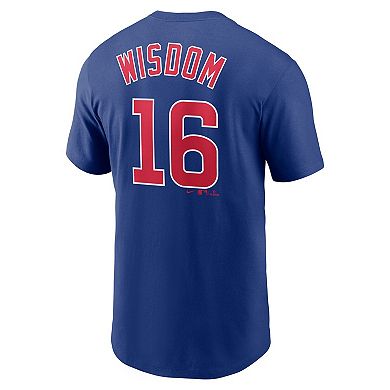 Men's Nike Patrick Wisdom Royal Chicago Cubs Player Name & Number T-Shirt