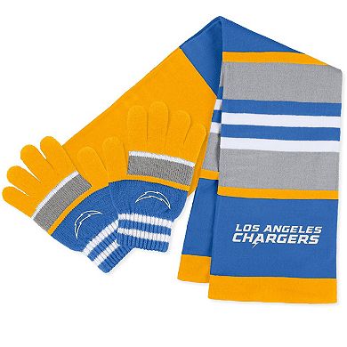 Women's WEAR by Erin Andrews Los Angeles Chargers Stripe Glove & Scarf Set
