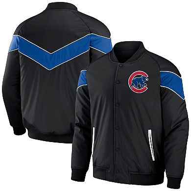 Men's Darius Rucker Collection by Fanatics Black Chicago Cubs Baseball Raglan Full-Snap Jacket