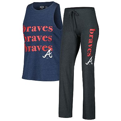 Women's Concepts Sport Charcoal/Navy Atlanta Braves Meter Muscle Tank Top and Pants Sleep Set