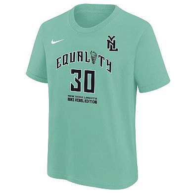Youth Breanna Stewart Mint New York Liberty Rebel Edition Name & Number T-Shirt