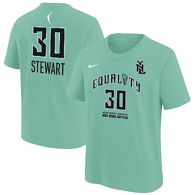 Youth Breanna Stewart Mint New York Liberty Rebel Edition Name & Number T-Shirt