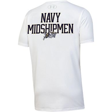 Youth Under Armour White Navy Midshipmen Gameday Oversized Logo Performance T-Shirt