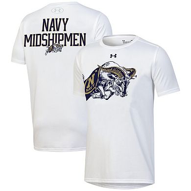 Youth Under Armour White Navy Midshipmen Gameday Oversized Logo Performance T-Shirt