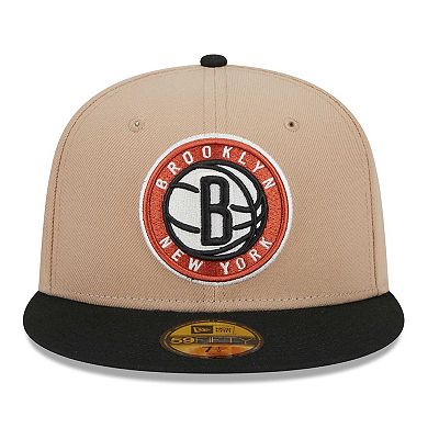 Men's New Era Tan/Black Burnt Orange Logo 2-Tone 59FIFTY Fitted Hat