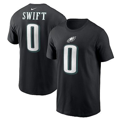 Men's Nike D'Andre Swift Black Philadelphia Eagles Player Name & Number T-Shirt