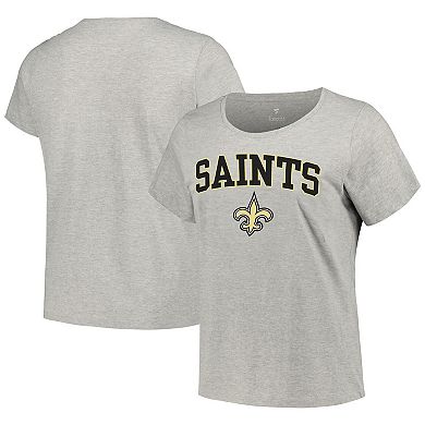 Women's Fanatics Branded Heather Gray New Orleans Saints Plus Size Arch Over Logo T-Shirt