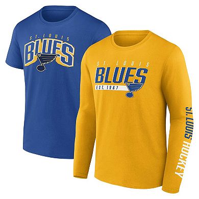 Men's Fanatics Branded Gold/Blue St. Louis Blues Bottle Rocket T-Shirt Combo Pack