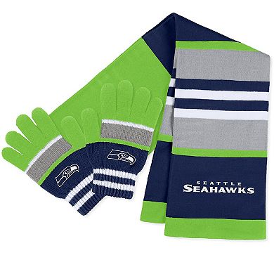 Women's WEAR by Erin Andrews Seattle Seahawks Stripe Glove & Scarf Set