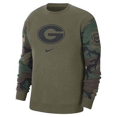 Men's Nike  Olive Georgia Bulldogs Military Pack Club Pullover Sweatshirt