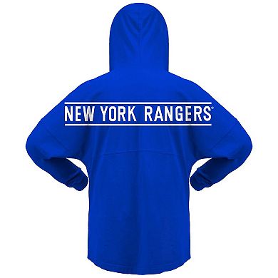 Women's Fanatics Branded Blue New York Rangers Jersey Lace-Up V-Neck Long Sleeve Hoodie T-Shirt