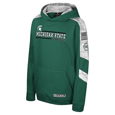 Youth Colosseum Green Michigan State Spartans OHT Military Appreciation Cyclone Digital Camo Pullover Hoodie