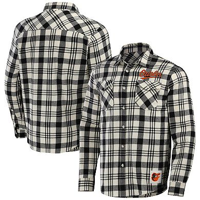 Men's Darius Rucker Collection by Fanatics Black Baltimore Orioles Plaid Flannel Button-Up Shirt