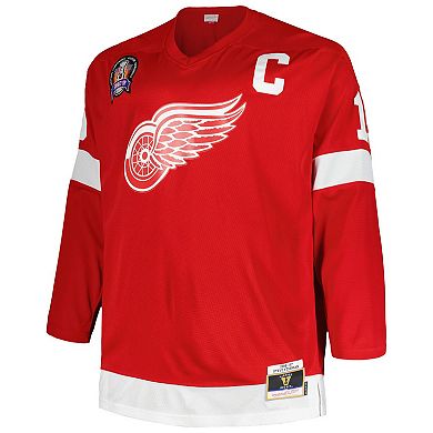 Men's Mitchell & Ness Steve Yzerman Red Detroit Red Wings Big & Tall Captain Patch Blue Line Player Jersey