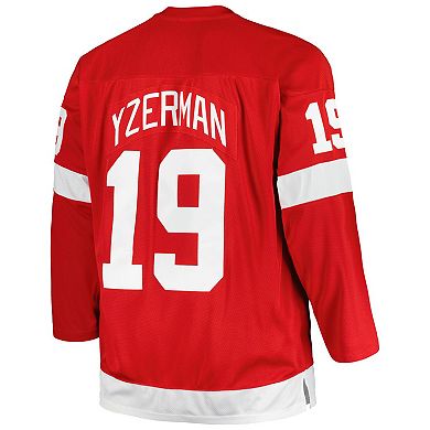 Men's Mitchell & Ness Steve Yzerman Red Detroit Red Wings Big & Tall Captain Patch Blue Line Player Jersey