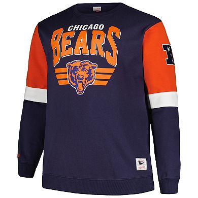 Men's Mitchell & Ness Navy Chicago Bears Big & Tall Fleece Pullover Sweatshirt