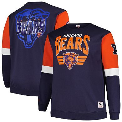 Men's Mitchell & Ness Navy Chicago Bears Big & Tall Fleece Pullover Sweatshirt