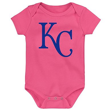 Infant Royal/Light Blue/Pink Kansas City Royals Baseball Baby 3-Pack Bodysuit Set