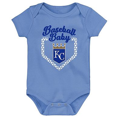 Infant Royal/Light Blue/Pink Kansas City Royals Baseball Baby 3-Pack Bodysuit Set
