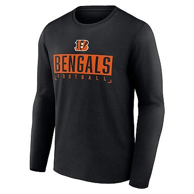 Men's Fanatics Branded Black Cincinnati Bengals Big & Tall Wordmark Long Sleeve T-Shirt