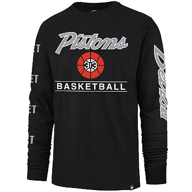 Men's '47 Black Detroit Pistons 2023/24 City Edition Triplet Franklin Long Sleeve T-Shirt