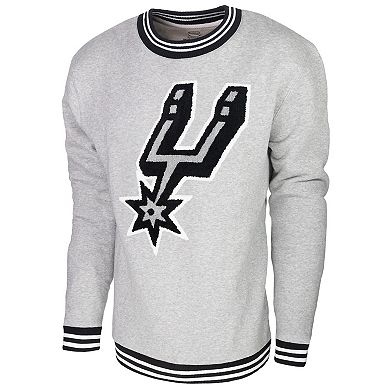 Men's Stadium Essentials Heather Gray San Antonio Spurs Club Level Pullover Sweatshirt