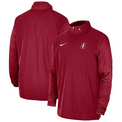 Men's Nike Cardinal Stanford Cardinal 2023 Coach Half-Zip Hooded Jacket