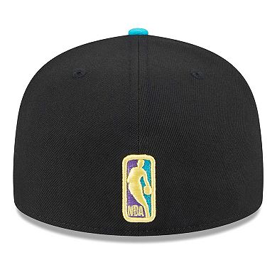 Men's New Era Black/Turquoise Milwaukee Bucks Arcade Scheme 59FIFTY Fitted Hat