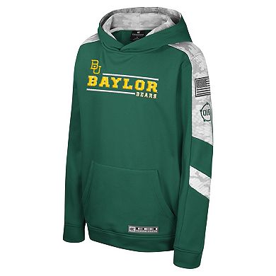 Youth Colosseum Green Baylor Bears OHT Military Appreciation Cyclone Digital Camo Pullover Hoodie