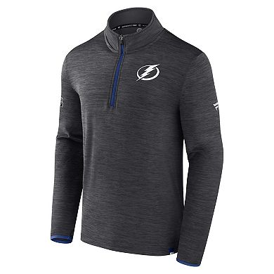Men's Fanatics Branded  Heather Charcoal Tampa Bay Lightning Authentic Pro Quarter-Zip Pullover Top