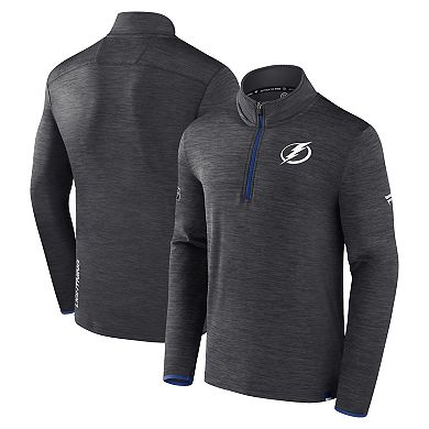 Men's Fanatics Branded  Heather Charcoal Tampa Bay Lightning Authentic Pro Quarter-Zip Pullover Top