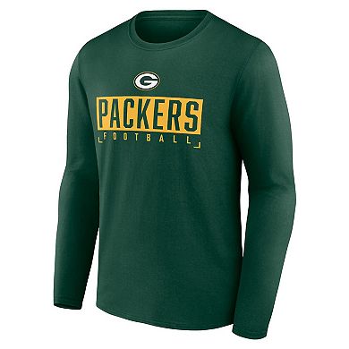 Men's Fanatics Branded Green Green Bay Packers Big & Tall Wordmark Long Sleeve T-Shirt