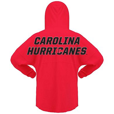 Women's Fanatics Branded Red Carolina Hurricanes Jersey Lace-Up V-Neck Long Sleeve Hoodie T-Shirt
