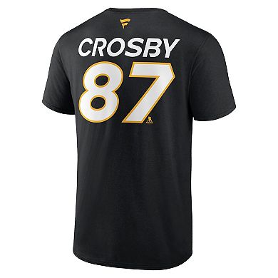 Men's Fanatics Branded Sidney Crosby Black Pittsburgh Penguins Authentic Pro Prime Name & Number T-Shirt