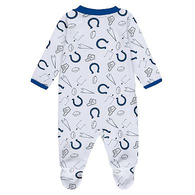 Newborn & Infant WEAR by Erin Andrews White Indianapolis Colts Sleep & Play Full-Zip Sleeper & Bib Set