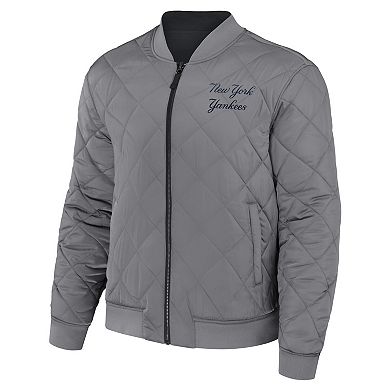 Men's Darius Rucker Collection by Fanatics Black/Gray New York Yankees Reversible Full-Zip Bomber Jacket