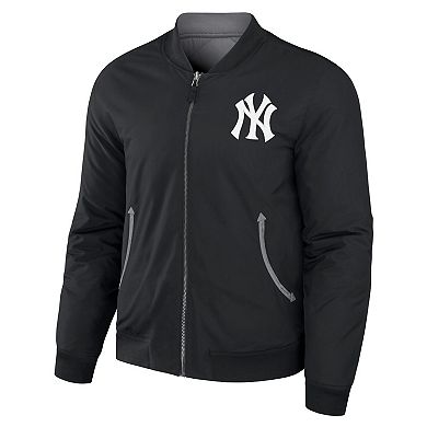 Men's Darius Rucker Collection by Fanatics Black/Gray New York Yankees Reversible Full-Zip Bomber Jacket