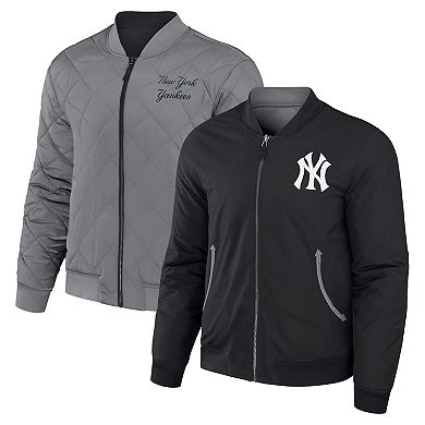 Men's Darius Rucker Collection by Fanatics Black/Gray New York Yankees Reversible Full-Zip Bomber Jacket