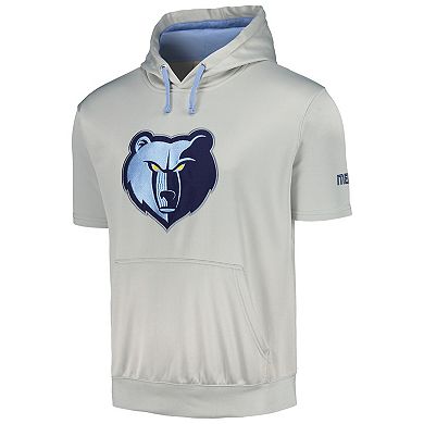 Men's Fanatics Branded Silver/Light Blue Memphis Grizzlies Short Sleeve Pullover Hoodie