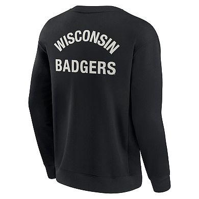 Unisex Fanatics Signature Black Wisconsin Badgers Super Soft Pullover Crew Sweatshirt