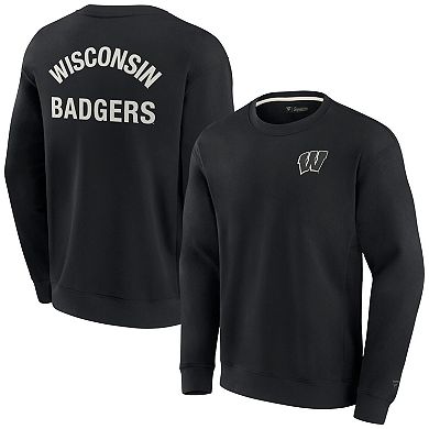 Unisex Fanatics Signature Black Wisconsin Badgers Super Soft Pullover Crew Sweatshirt