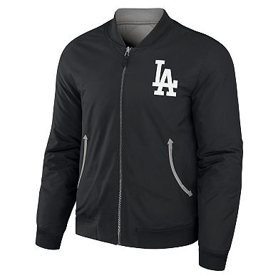Men's Darius Rucker Collection by Fanatics Black/Gray Los Angeles Dodgers Reversible Full-Zip Bomber Jacket