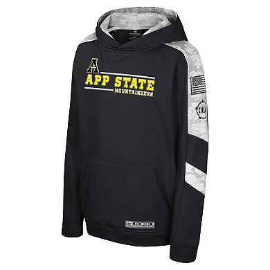 Youth Colosseum Black Appalachian State Mountaineers OHT Military Appreciation Cyclone Digital CamoÂ Pullover Hoodie