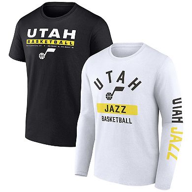 Men's Fanatics Branded Black/White Utah Jazz Two-Pack Just Net Combo Set