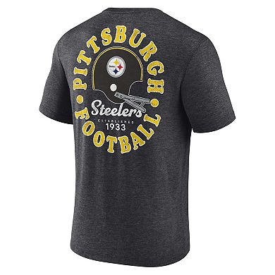 Men's Fanatics Branded Heather Charcoal Pittsburgh Steelers Oval Bubble Tri-Blend T-Shirt